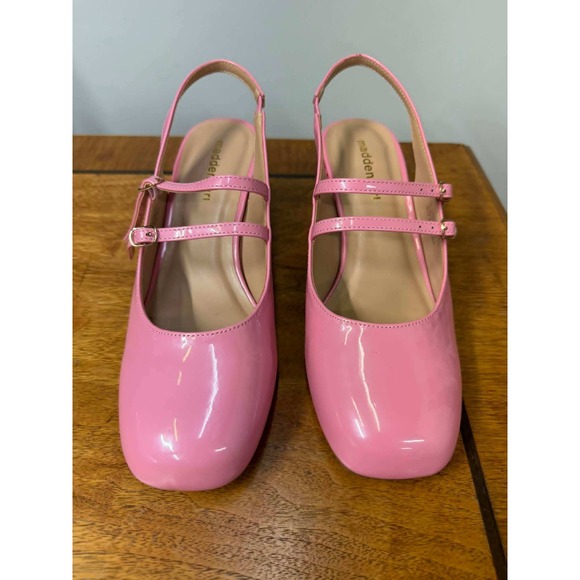 Madden Girl Shoes - New Madden Girl Womens 9.5 Pink Patent Mary Jane Slingback Block Heels DOLLL03J1